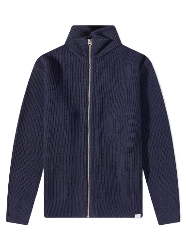 Pulover NORSE PROJECTS Hagen Cotton Full Zip Knit Mornarica | N45-0550-7004