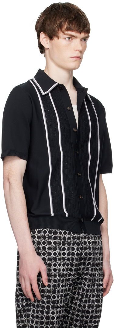 Polo majica AMIRI AMIRI Script Stripe Knit Polo Črna | AMKNIR1025, 1