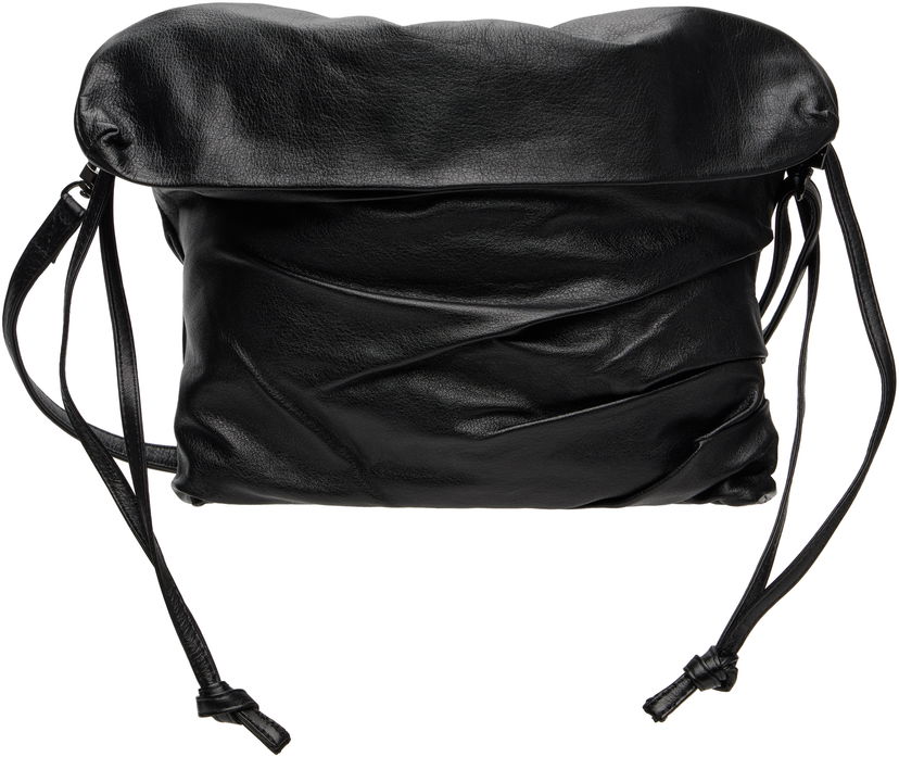 Torba za čez ramo Yohji Yamamoto YOHJI YAMAMOTO Drape Leather Shoulder Bag Črna | DP-I33-791