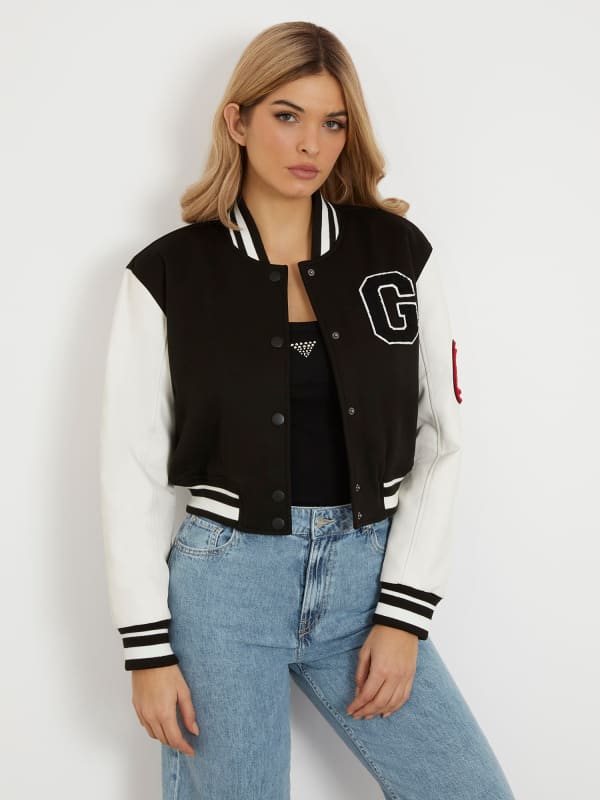 Jakna GUESS Patch Bomber Črna | W4RL56KCD20