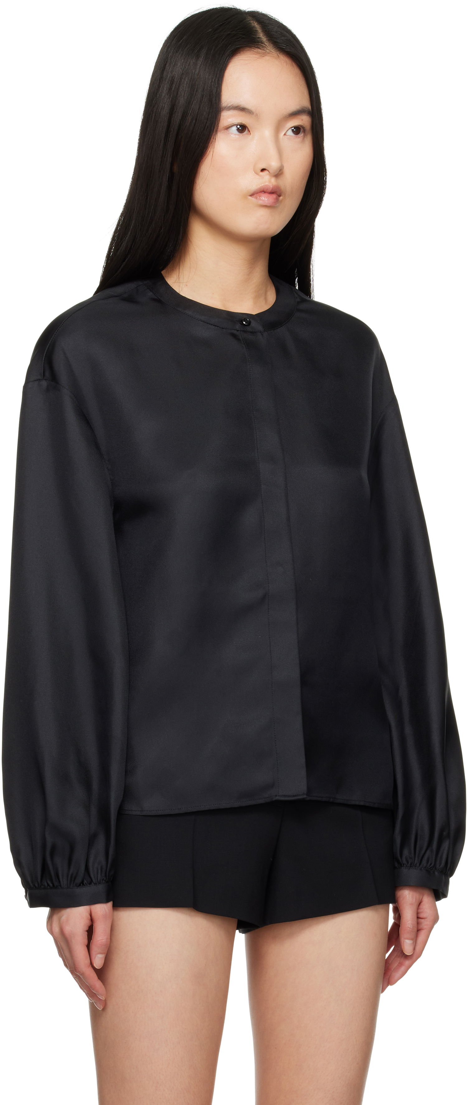 Srajce Loulou de Saison Loulou de Saison Lea Satin Blouse Črna | LEA, 1