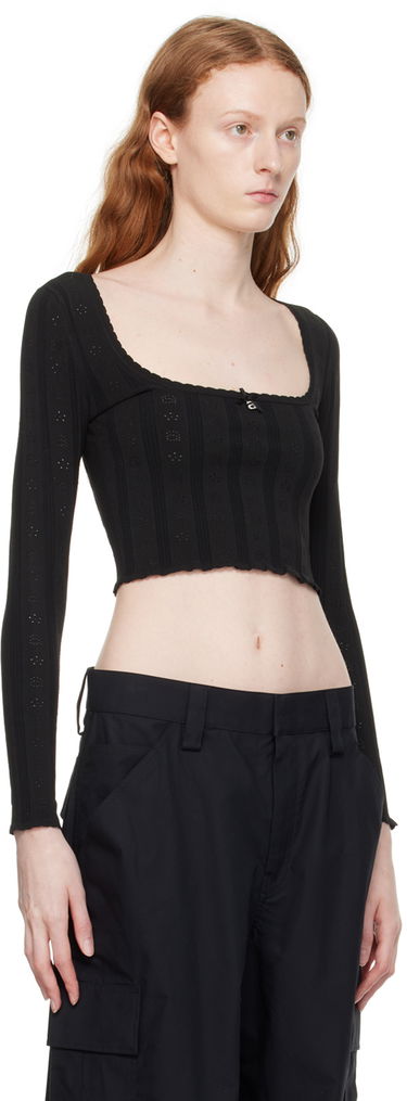 Pleteni pulover Alexander Wang Alexander Wang.t Hardware Long Sleeve Cropped Top Črna | 4KC3231021, 1