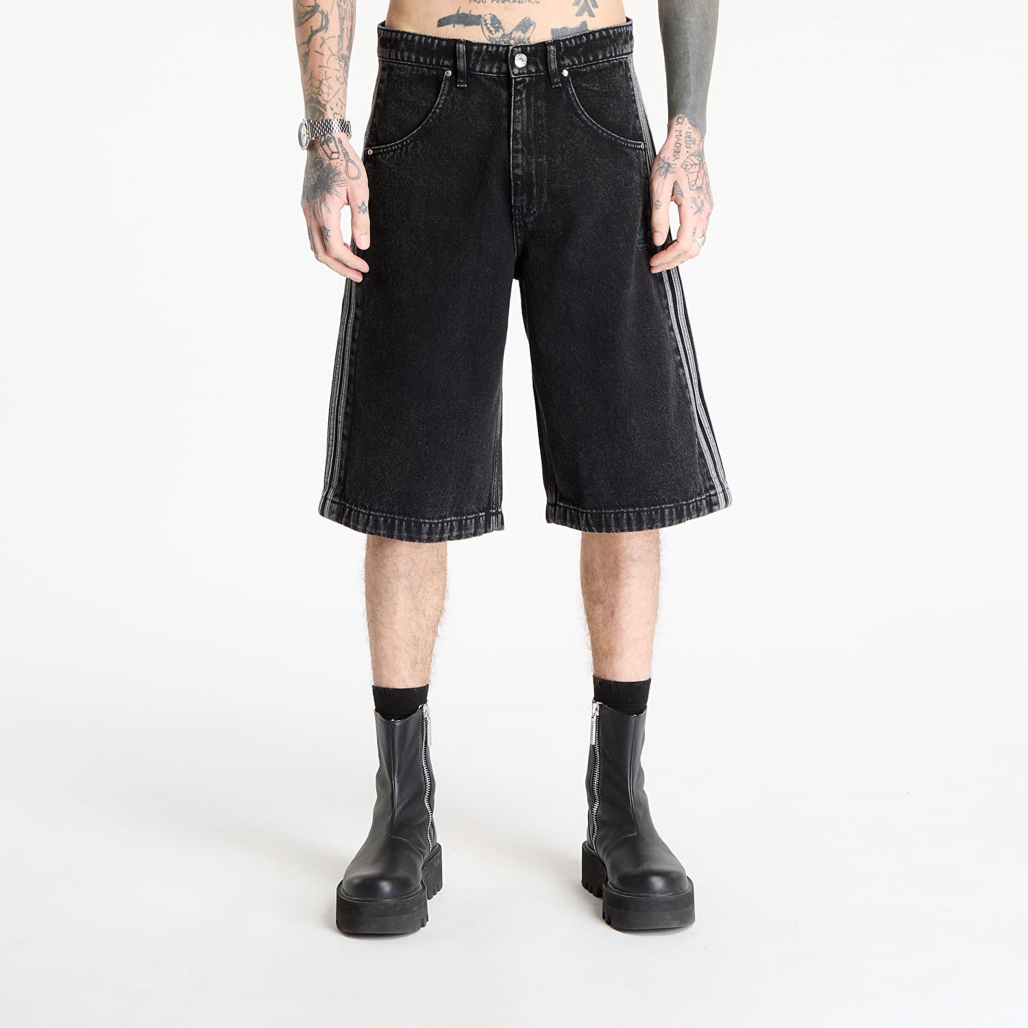 Kratke hlače adidas Originals Firebird Adicolor Denim Shorts Črna | JC6719, 0