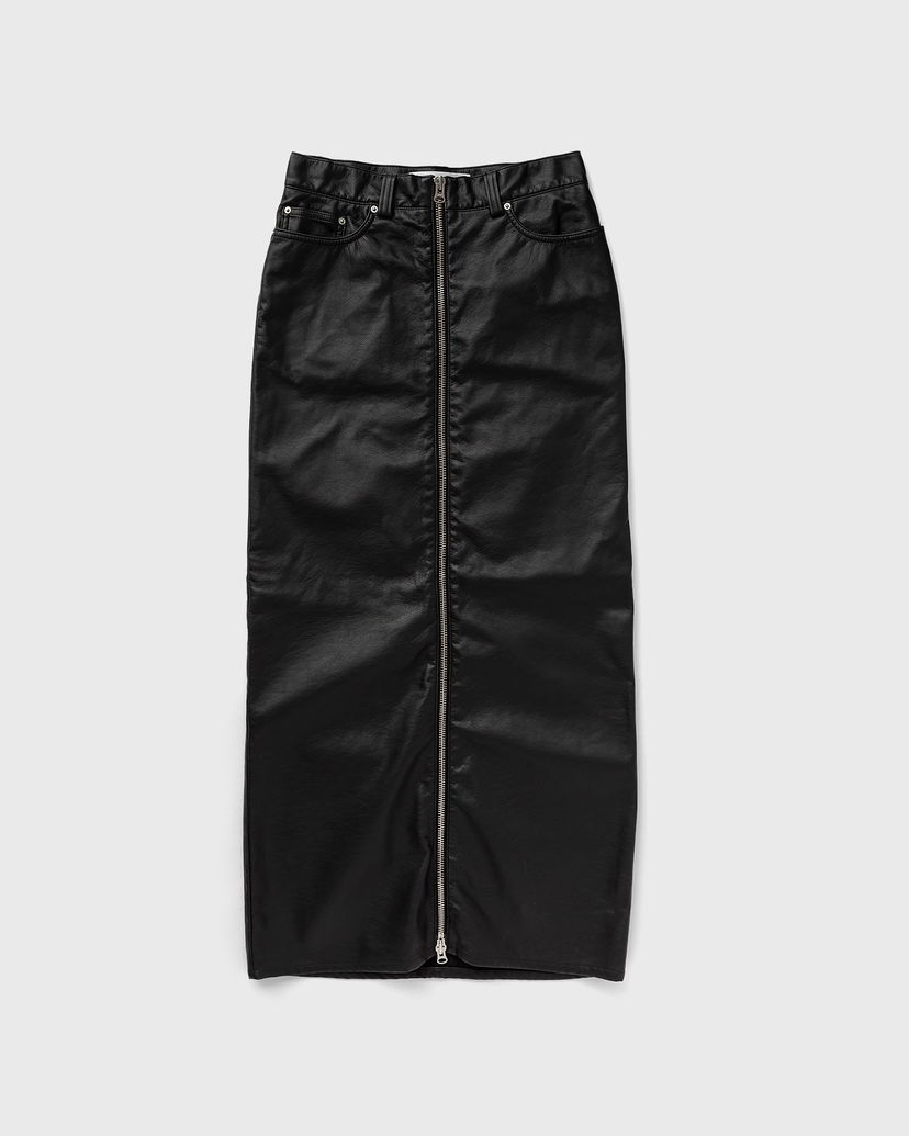 Krila Won Hundred Faux Leather Midi Skirt With Front Zip Črna | 3042-16010