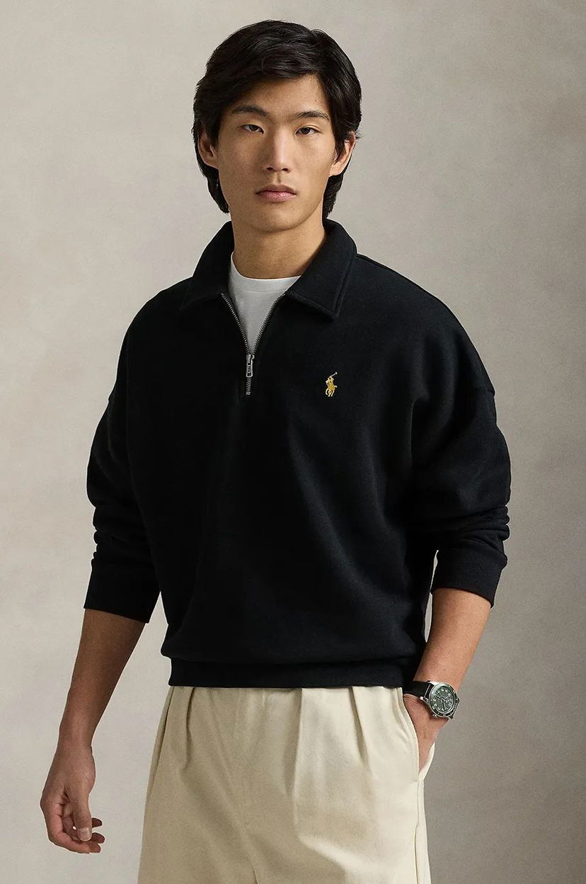 Pulover Polo by Ralph Lauren Black Quarter-Zip Sweatshirt Črna | 710961601