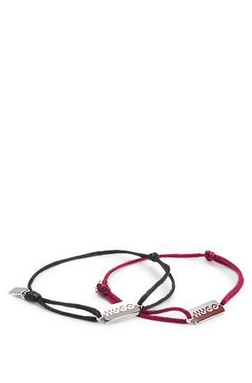 Zapestnica BOSS Two cord cuffs with rectangular metal plaques Večbarvna | 50549076