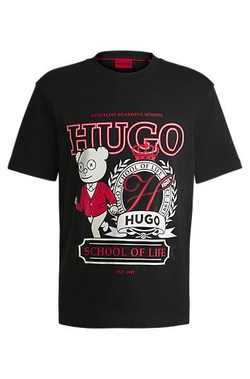 Majica BOSS HUGO T-Shirt "School of Life" Print Črna | 50538254