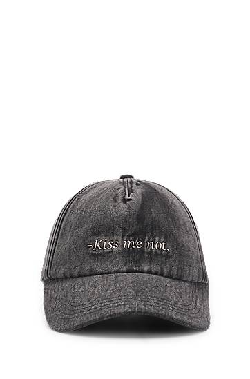 Kapa BOSS Cotton-twill Cap "Kiss me not" Siva | 50533420