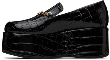 Nega čevljev GANNI GANNI Croco Butterfly Chain Platform Loafers Črna | S2834, 2