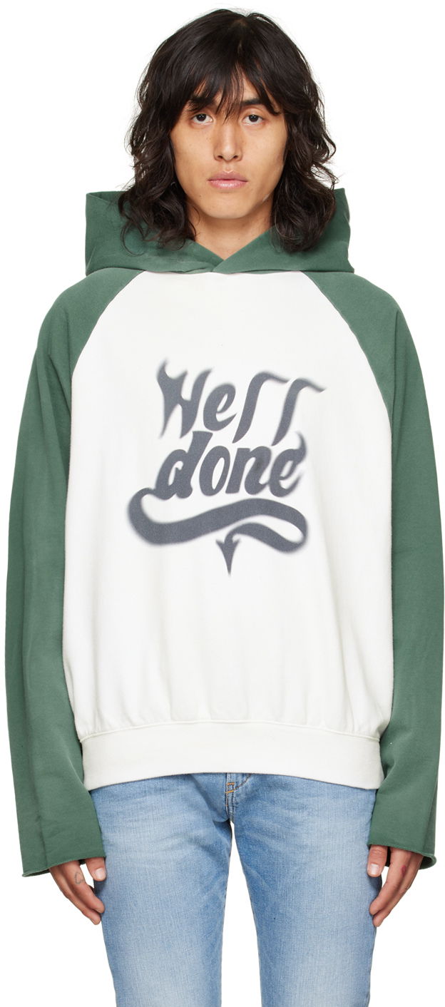 Pulover We11done We11done Graphic Print Hoodie Bela | WD-TH3-22-802-U-GR