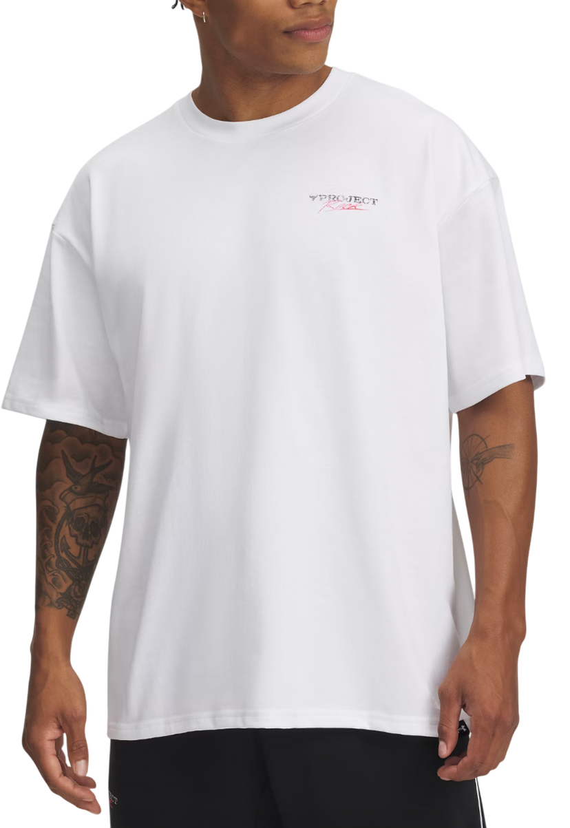 Majica Under Armour Project Rock Heavyweight Short Sleeve T-Shirt Bela | 1389950-100