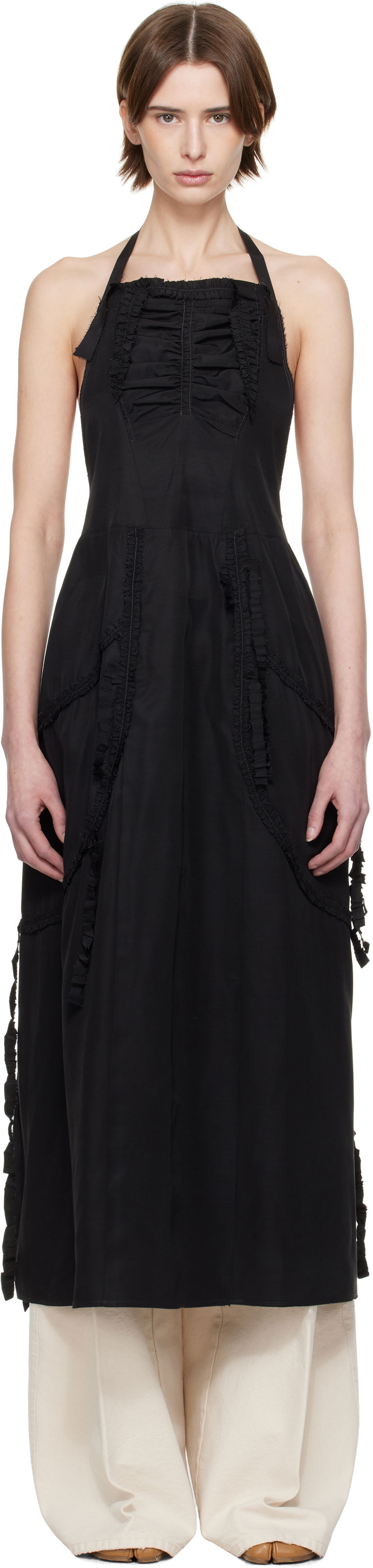Obleke Maison Margiela Maison Margiela Apron Midi Dress Črna | S51TH0091 M35381