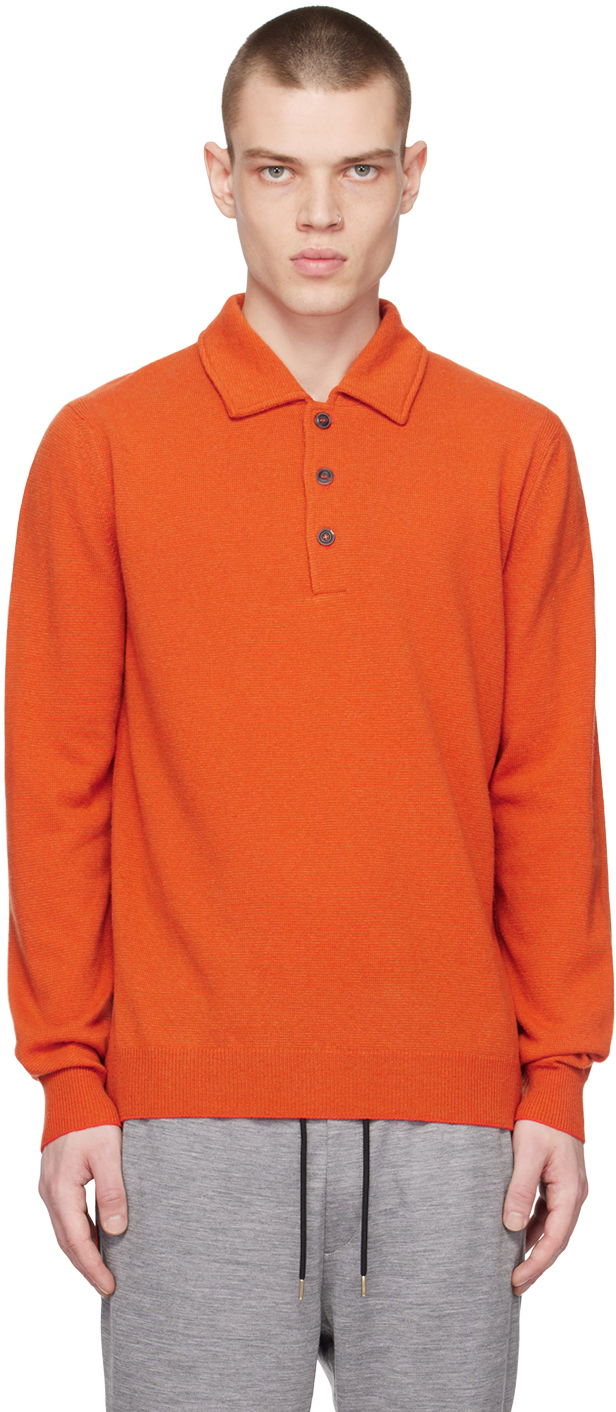 Pleteni pulover Paul Smith Paul Smith Three-Button Polo Oranžna | M1R-826X-K01950-16