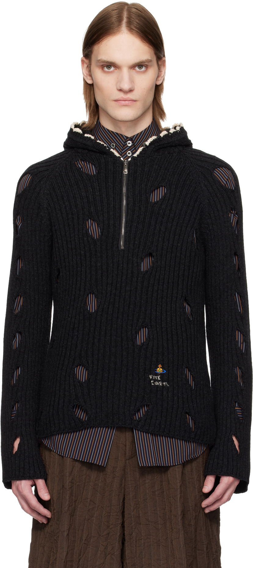 Pleteni pulover Vivienne Westwood Vivienne Westwood Slash Hoodie Črna | 38030051-Y003H-