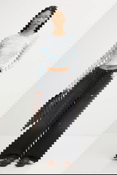 Krop-top Fiorucci Beatitudo Print Long Sleeve Crop Večbarvna | W25FWTLO003LY01BL02, 4