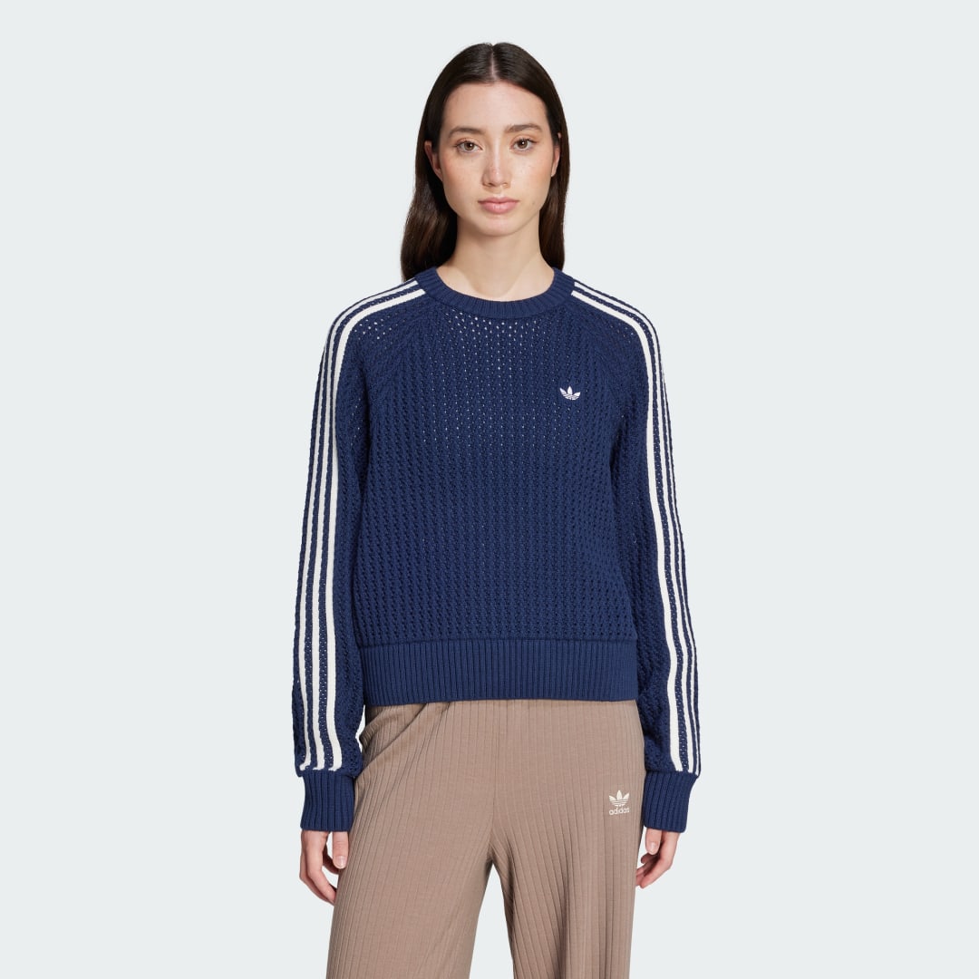 Pleteni pulover adidas Performance Adicolor Knitted Crew Sweater Modra | JD0906, 0