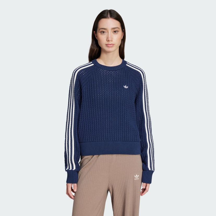 Pleteni pulover adidas Performance Adicolor Knitted Crew Sweater Modra | JD0906