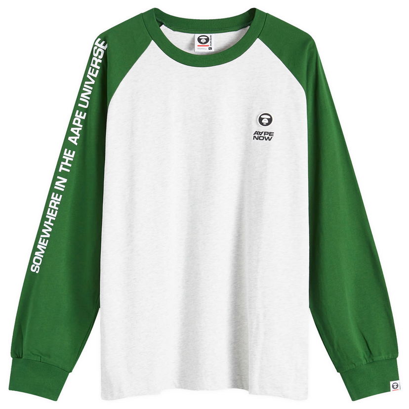 Majica AAPE by A Bathing Ape AAPE Now Raglan Long Sleeve T-Shirt, Size Large Zelena | AAPLTM1541XANGRX