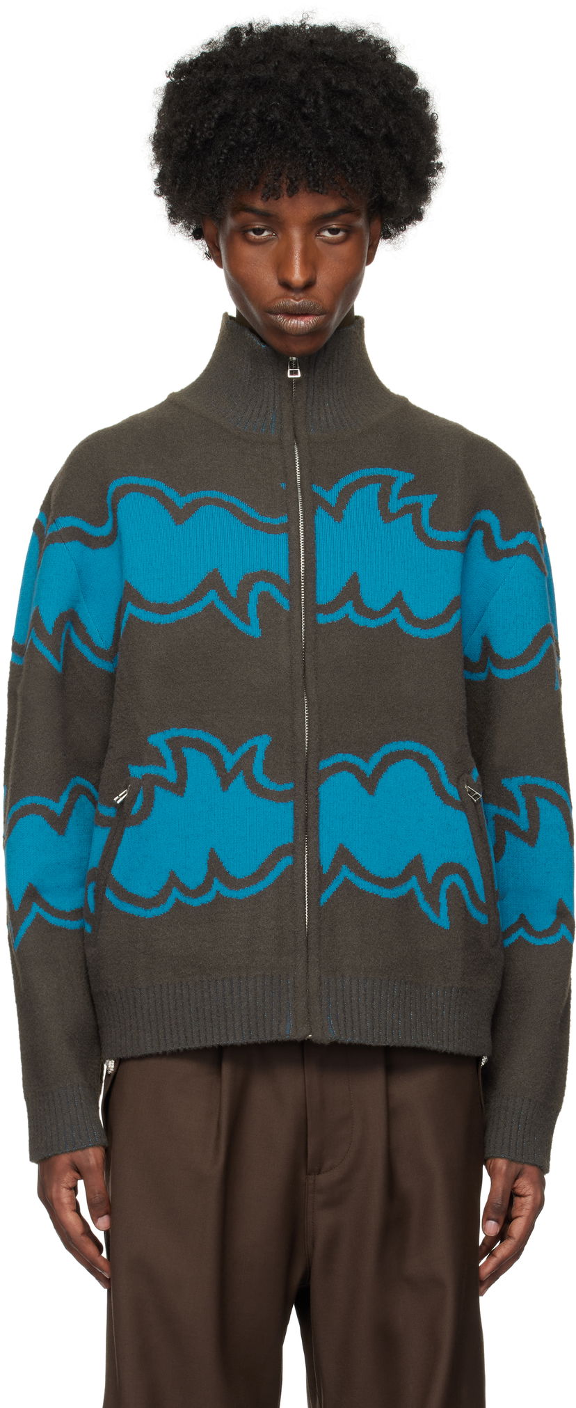 Jakna Bluemarble Zipped Jacquard Jacket Rjava | SW37 KN18B24 BLU