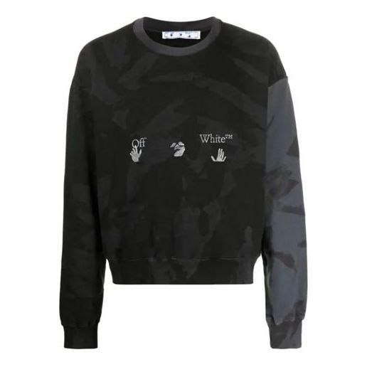 Pleteni pulover Off-White Camouflage Print Sweatshirt Črna | OMBA035R21FLE0011009