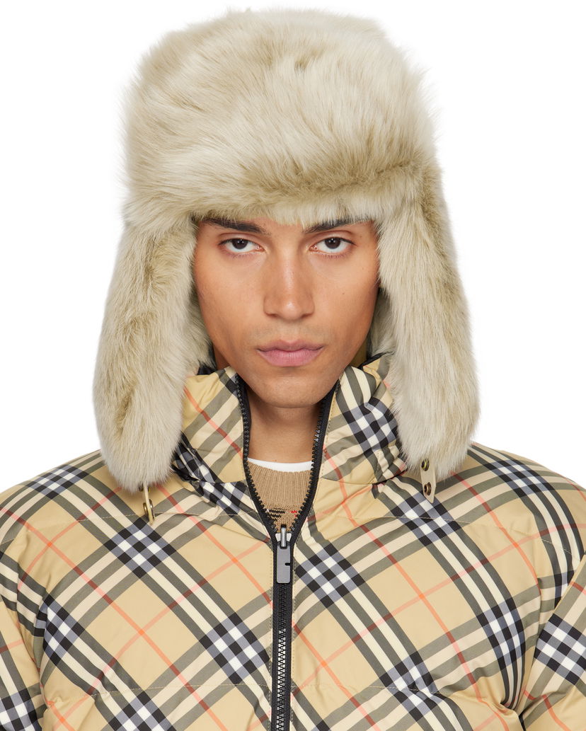 Klobuk Burberry Burberry Shearling Trapper Hat Bež | 8114666