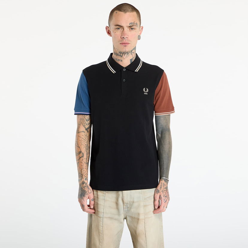Polo majica Comme des Garçons Comme des Garçons SHIRT x Fred Perry Color Block Polo Knit Večbarvna | FP-T502-W25 Black