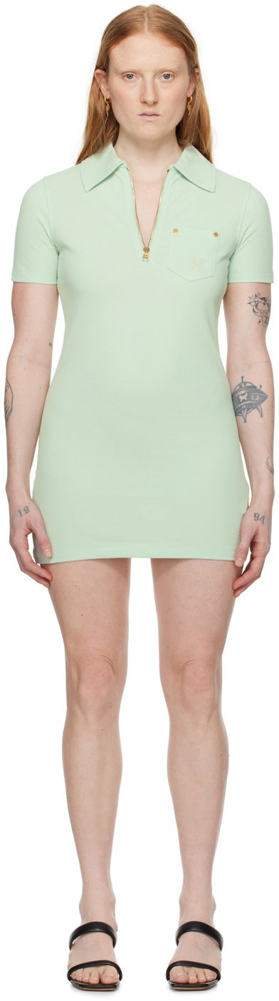 Obleke Palm Angels Half-Zip Collar Minidress Zelena | PWDB227S24FAB0015151