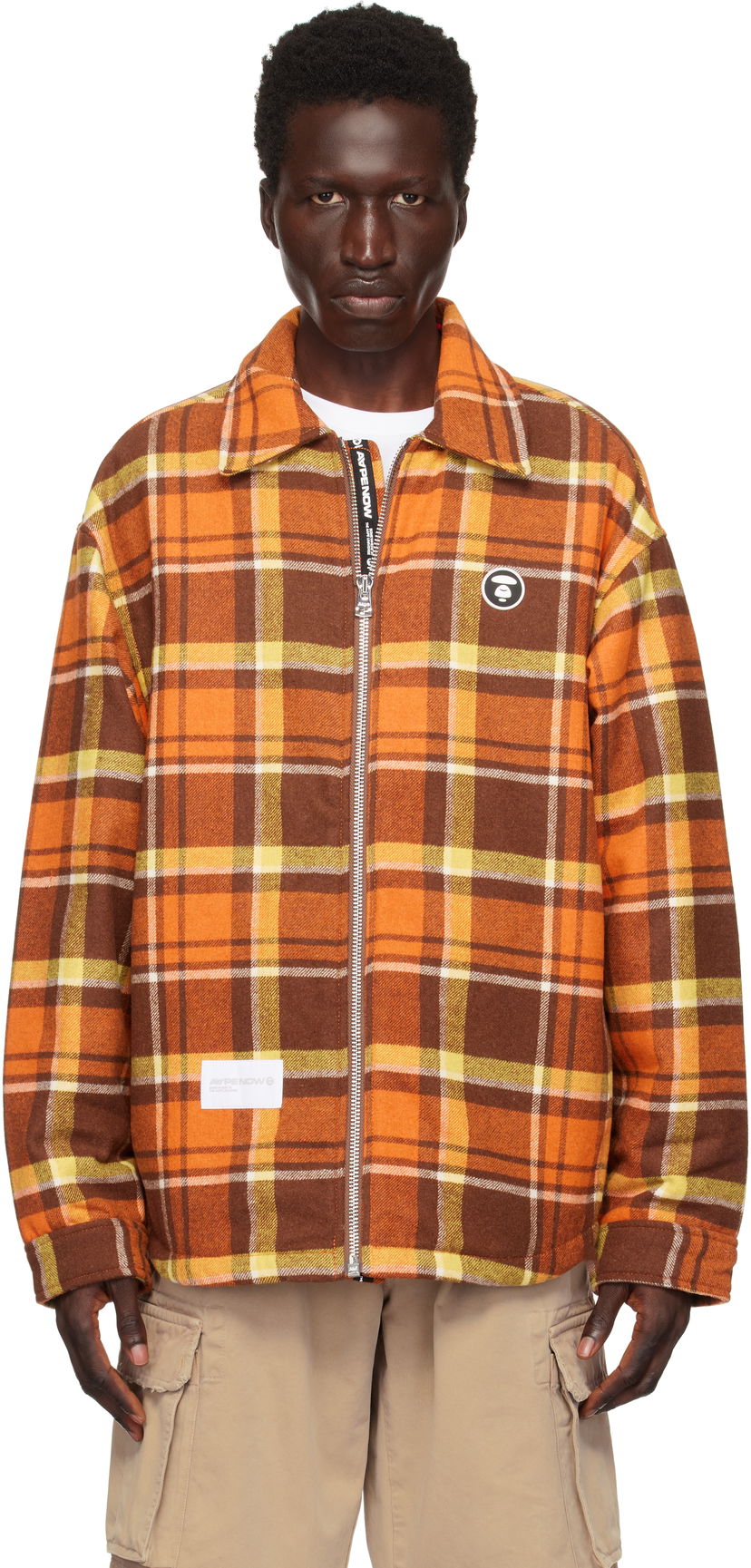 Srajce AAPE by A Bathing Ape AAPE by A Bathing Ape 'AAPE Now' Plaid Zip-Up Jacket Oranžna | AAPJKM7659XXNBWQ