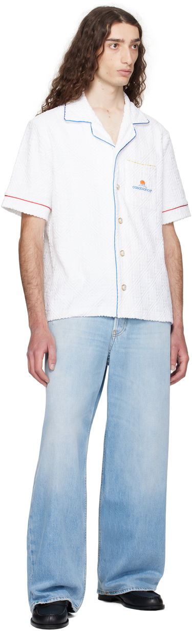 Srajce Casablanca Casablanca Monogram Jacquard Towelling Short Sleeve Shirt Bela | MPF25-SH-085-01, 3