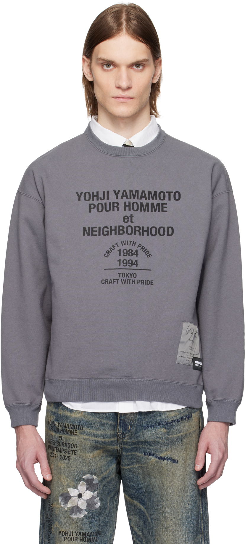 Pleteni pulover Yohji Yamamoto Yohji Yamamoto x Neighborhood Edition Long Sleeve Sweatshirt Siva | HP-T88-995