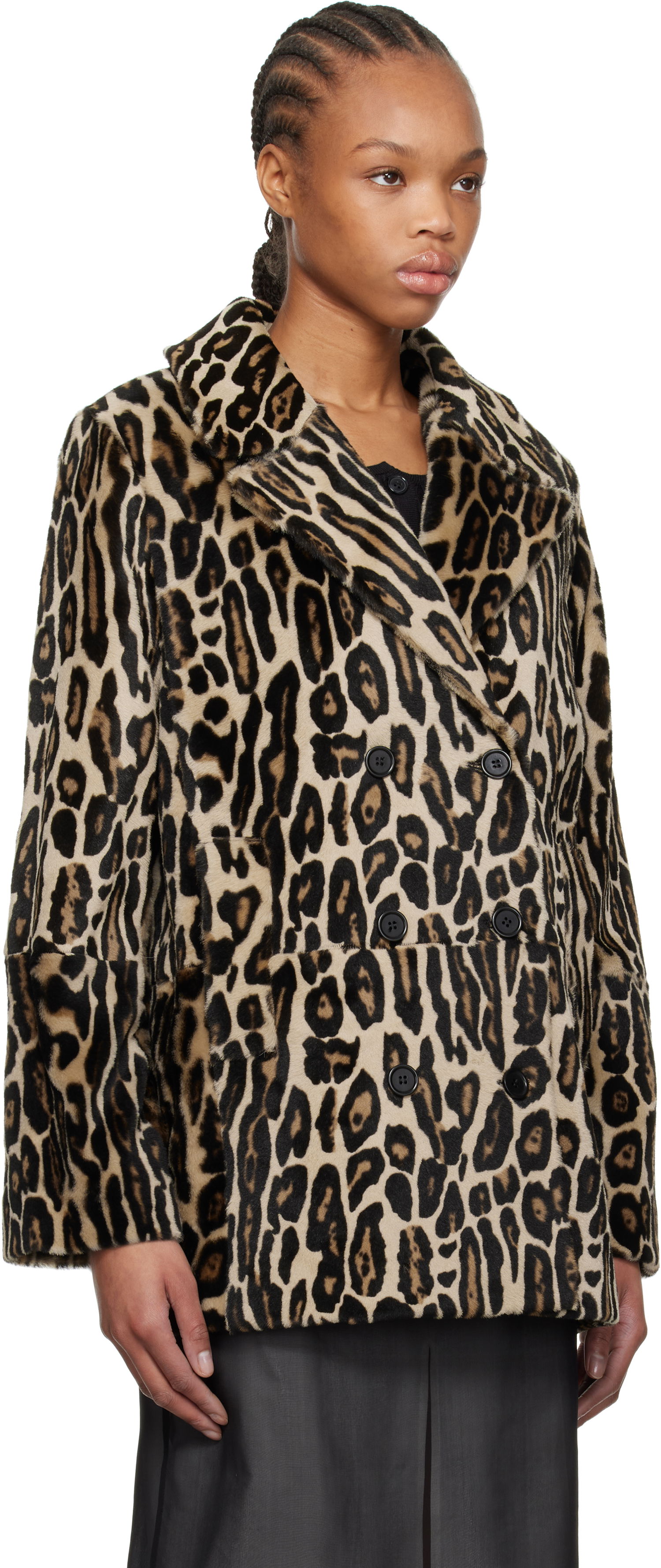 Plašči RE/DONE Re/Done Leopard Print Shearling Peacoat Bež | 817-06WLEOPCT, 1