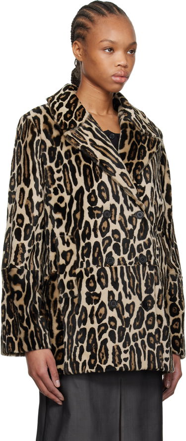 Plašči RE/DONE Re/Done Leopard Print Shearling Peacoat Bež | 817-06WLEOPCT, 1