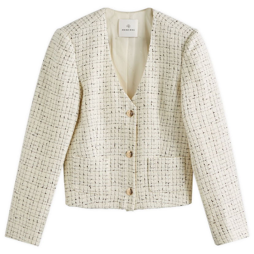 Jakna Anine Bing Anitta White/Black Tweed Jacket Bela | A-01-7165-193