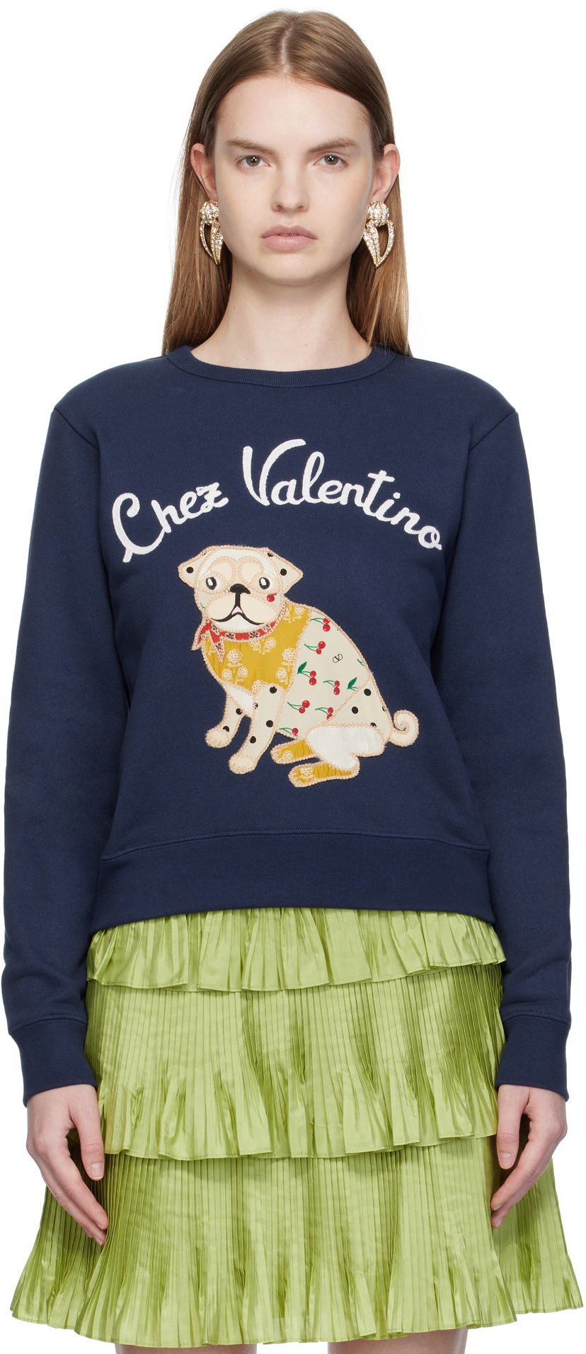 Pulover Valentino Valentino 'Le Chien De La Maison' Appliqué Sweatshirt Mornarica | 7B3MF24Z9L8