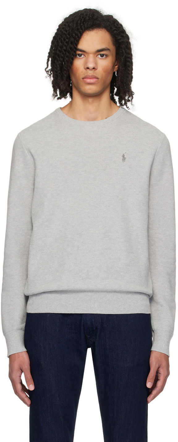 Pleteni pulover Polo by Ralph Lauren Textured Sweater Siva | 710918163002