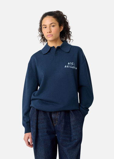 Pleteni pulover AXEL ARIGATO Frey Knitted Polo Sweater Mornarica | A3315002, 5