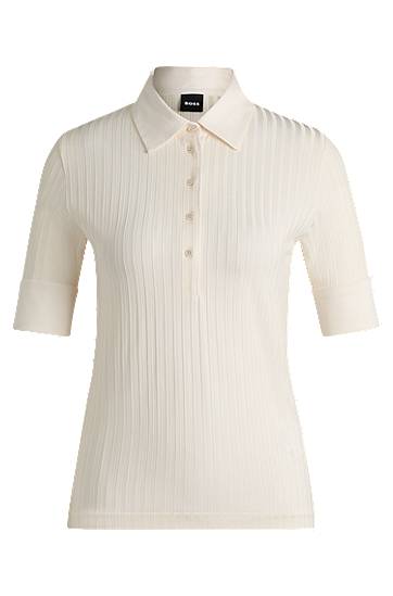Polo majica BOSS Ribbed Polo T-shirt Bela | 50532051