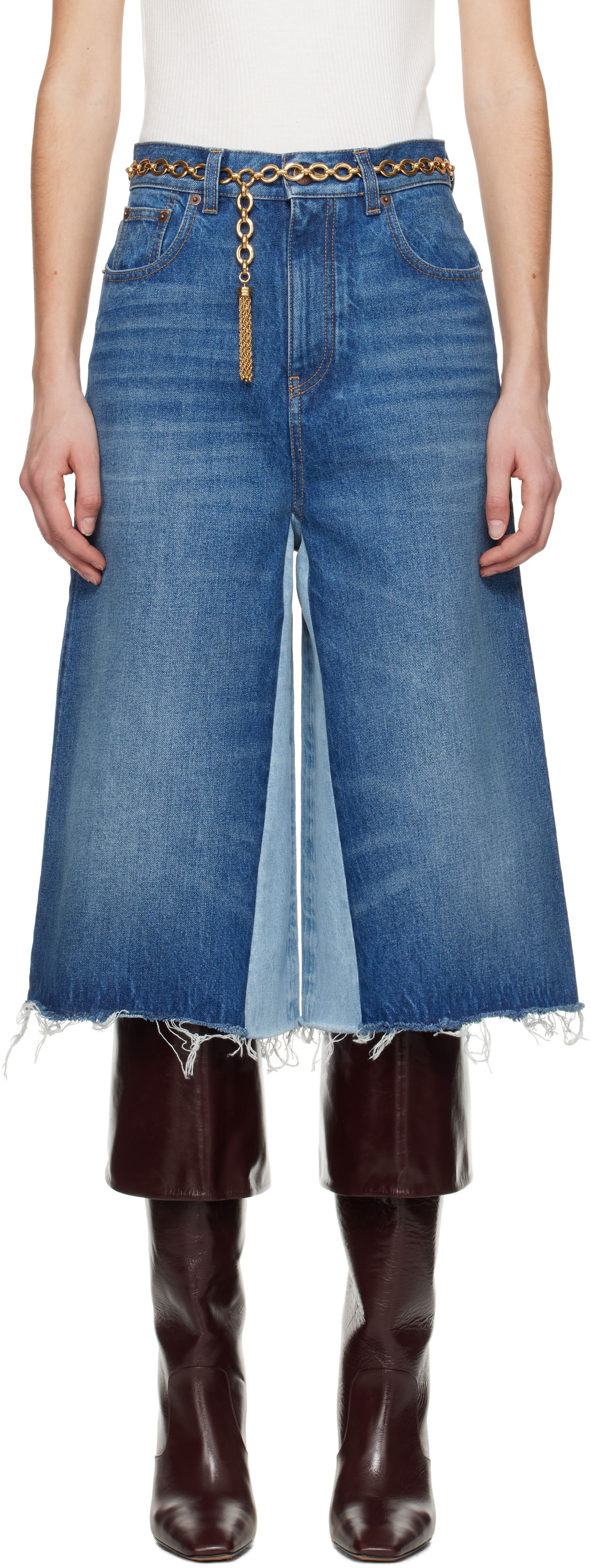 Kavbojke CHLOÉ Chloé Bermuda Patchwork Denim Shorts Modra | CH25SDS02158, 0