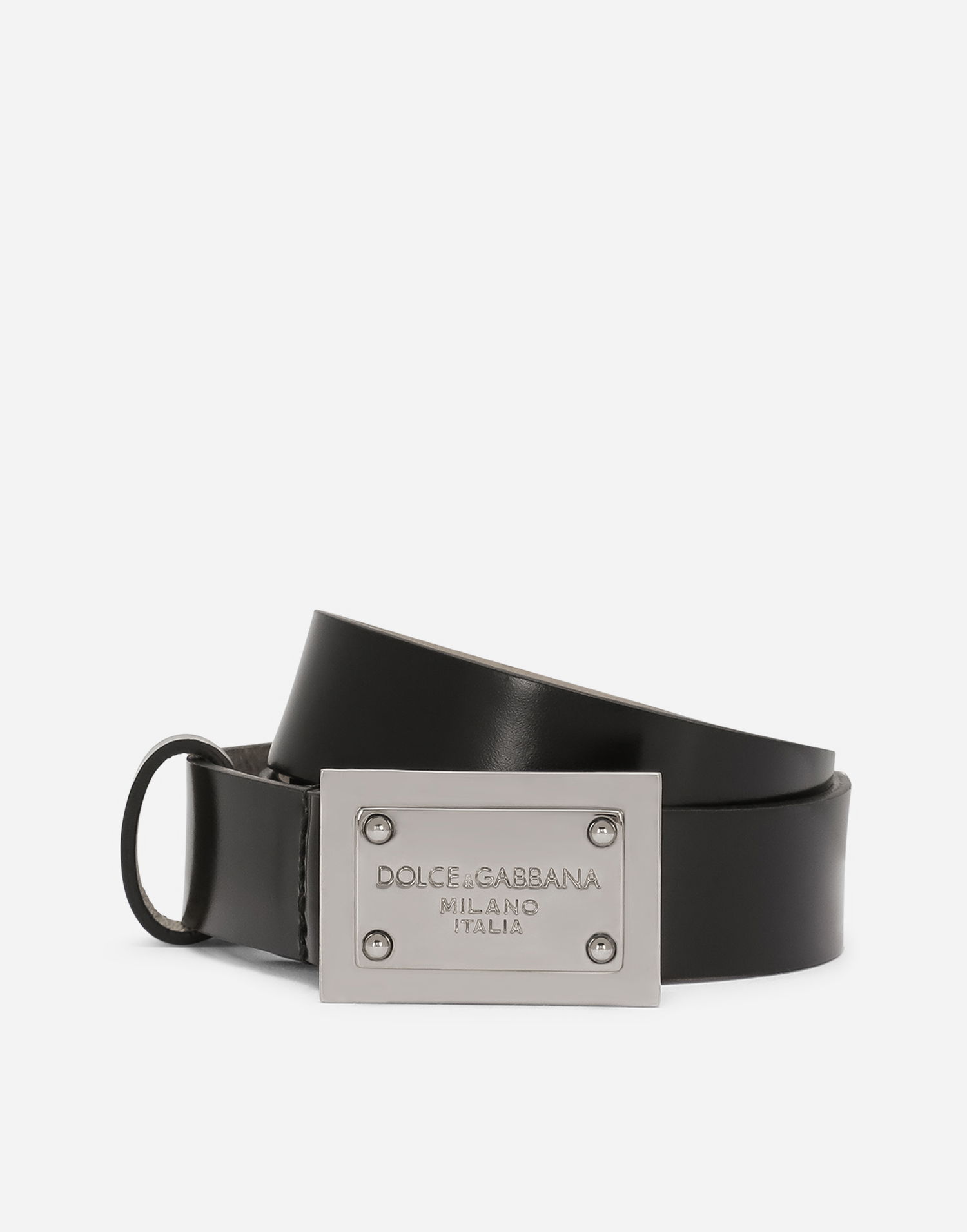 Pasovi Dolce & Gabbana Dolce & Gabbana Leather Belt with Square Buckle Črna | EC0081A103780999, 0