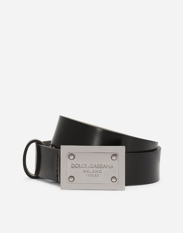 Pasovi Dolce & Gabbana Dolce & Gabbana Leather Belt with Square Buckle Črna | EC0081A103780999, 0