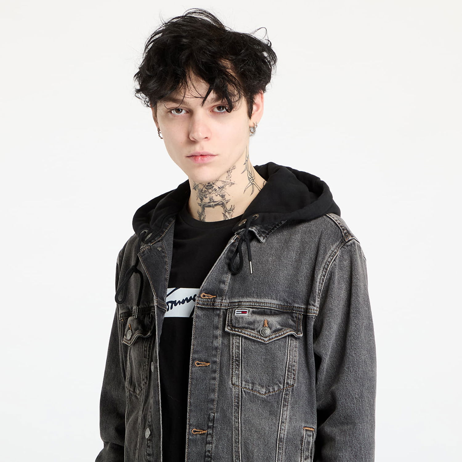 Jakna Tommy Hilfiger Tommy Jeans Hooded Ryan Regular Trucker Jacket Siva | DM0DM20621 1BZ, 1