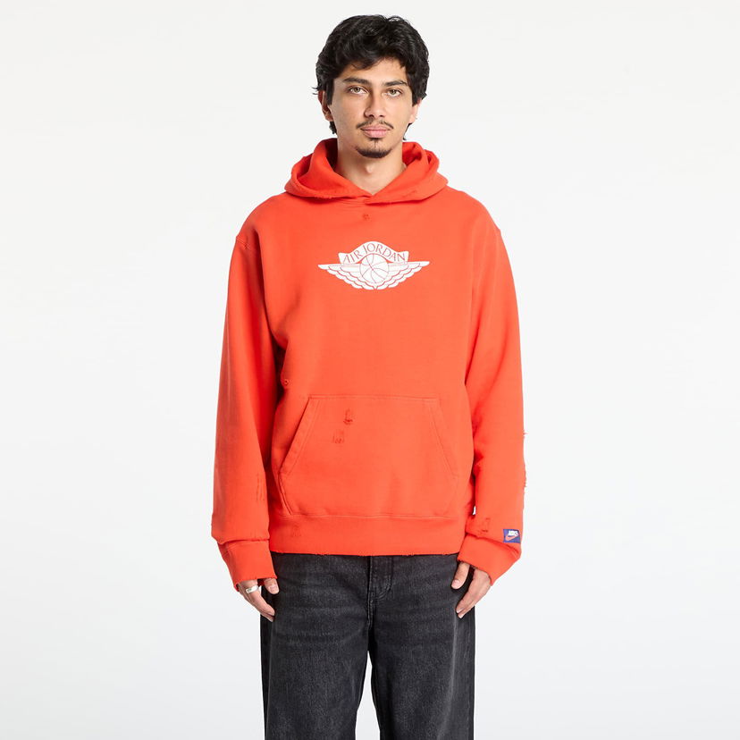 Pulover Jordan Rare Air Distressed Fleece Pullover Hoodie with Wings Logo Oranžna | IB3003-673