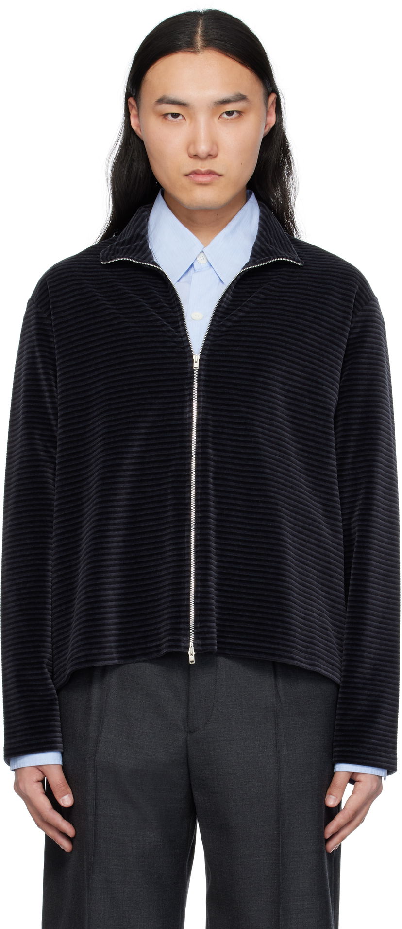 Pleteni pulover OUR LEGACY Our Legacy Shrunken Full-Zip Track Jacket Črna | M4243SPS