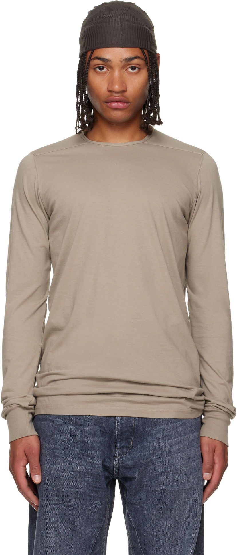 Majica Rick Owens DRKSHDW Concordians Level LS T-shirt Bež | DU02E7260 RN