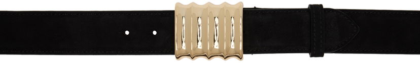 Pasovi Khaite Suede Belt With Gold-Tone Buckle Črna | 9996-726