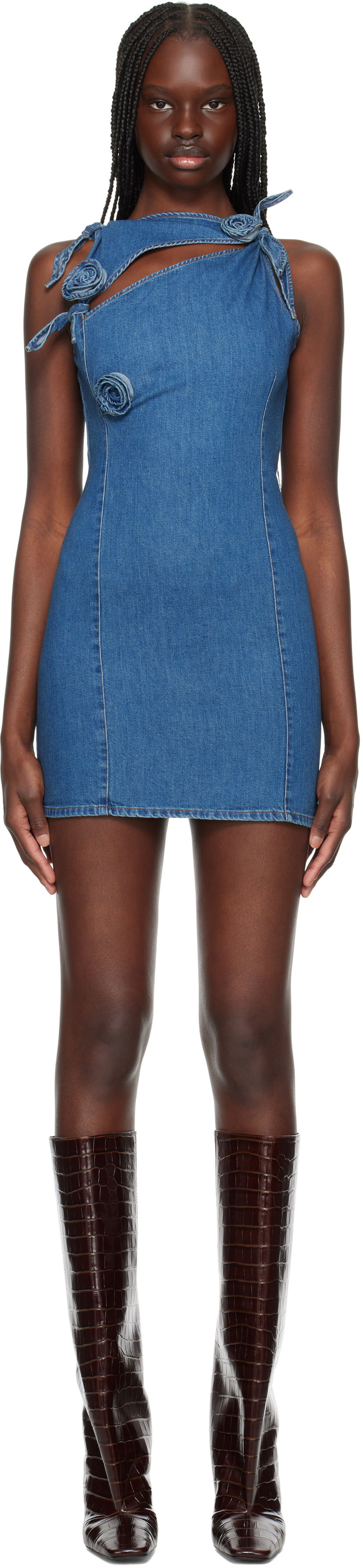 Obleke Coperni Coperni Asymmetric Flower Denim Minidress Modra | COPR158F2014