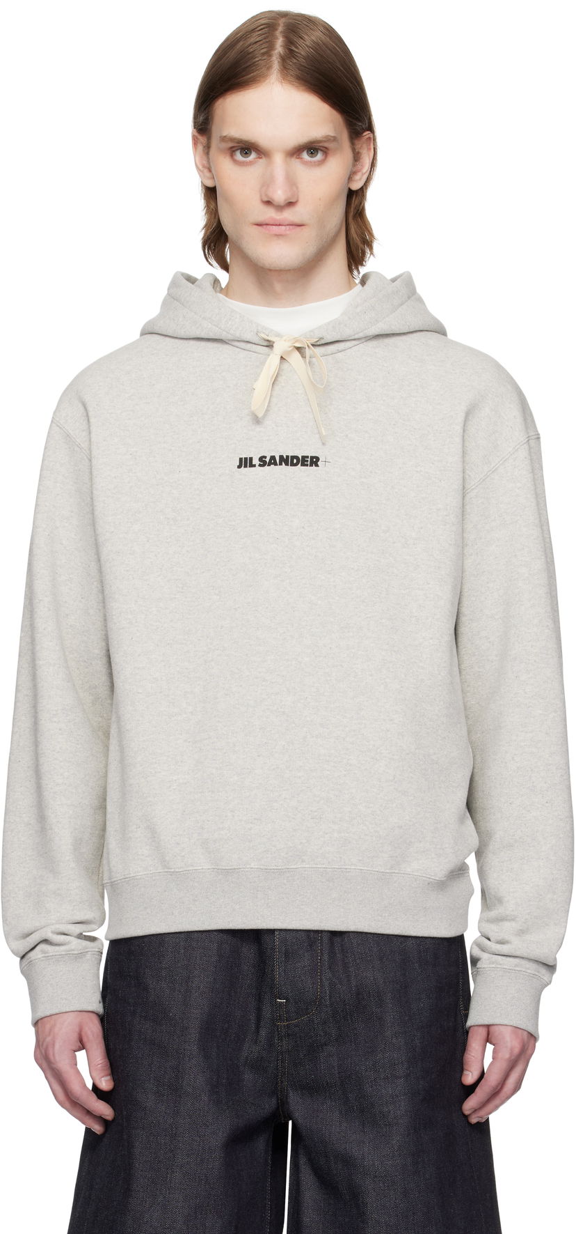 Pulover Jil Sander Jil Sander + Logo Hoodie Siva | J47GU0129_J20010