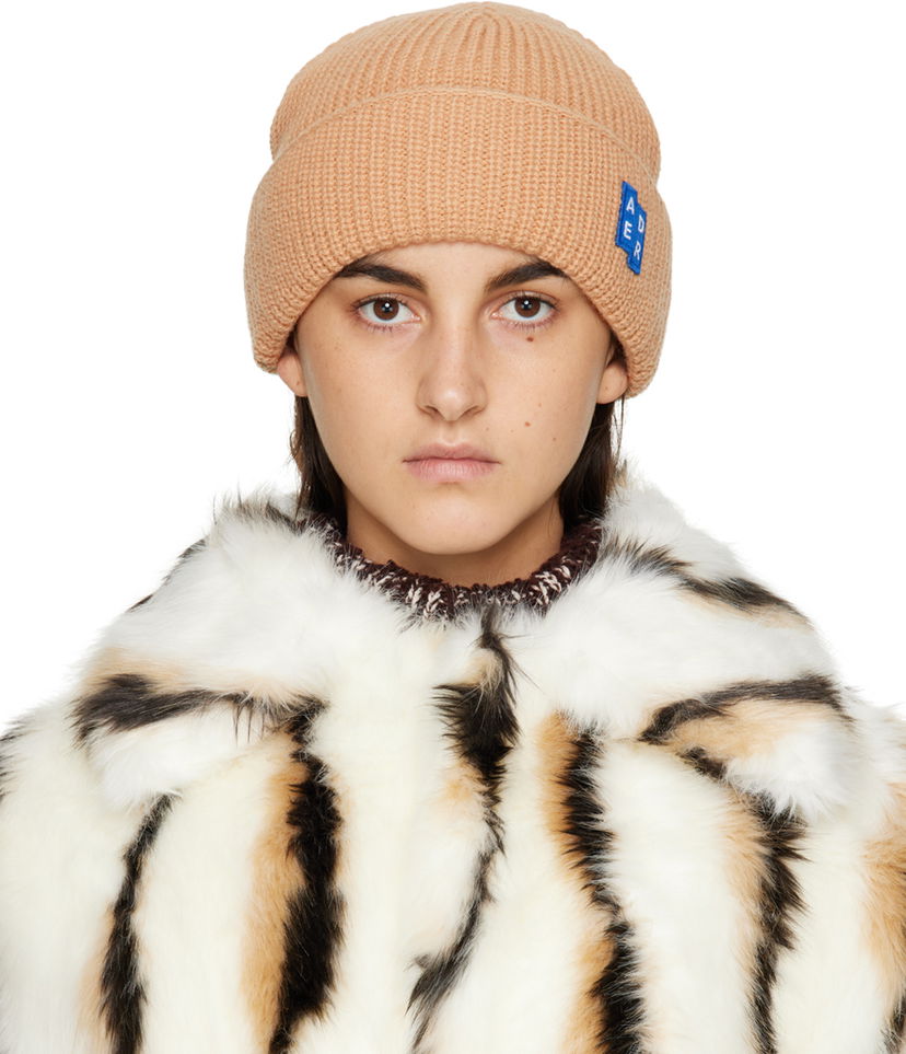 Beanie ADER ERROR Logo Ribbed Beanie Bež | BLAFWBE03CM