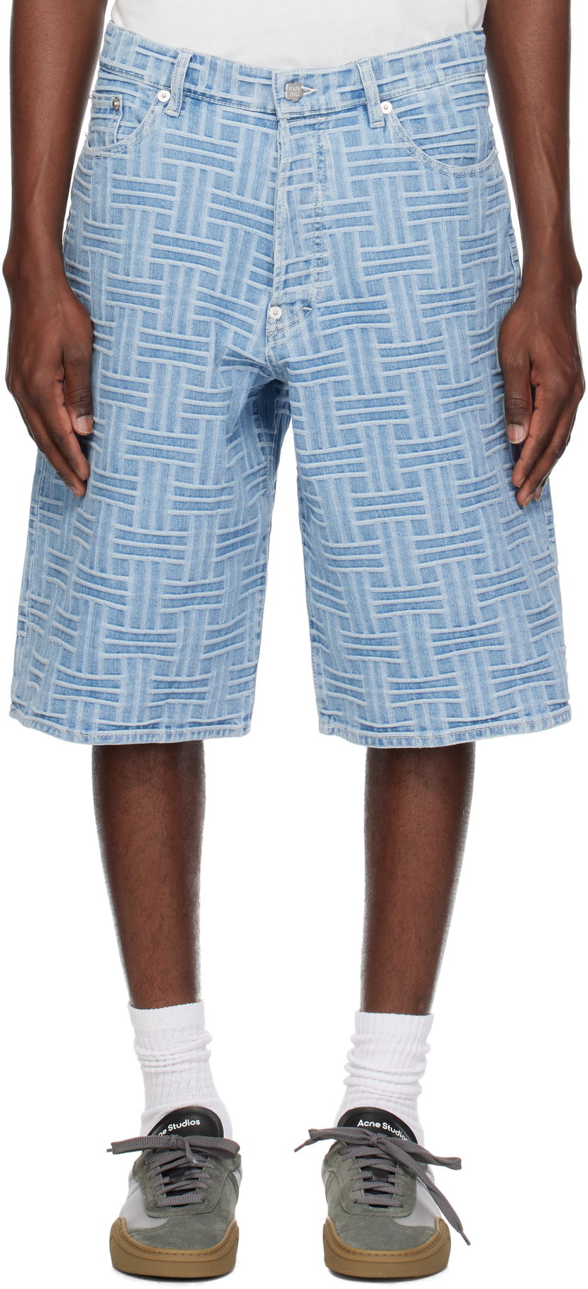 Kratke hlače KENZO Kenzo Paris 'KENZO Weave' Straight Denim Shorts Modra | FF55DS3396J4