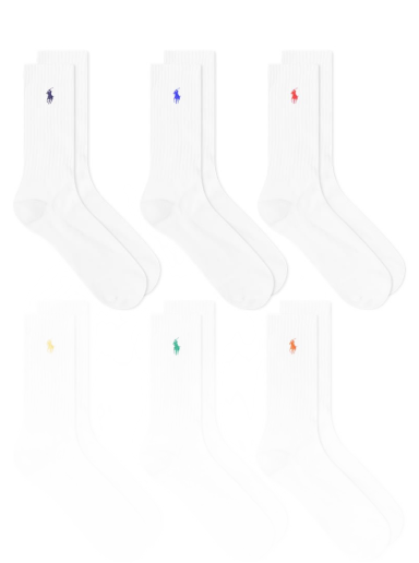 Nogavice Polo by Ralph Lauren Multicoloured PP Sports Sock - 6 Pack Bela | 449799740002